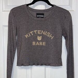 Kittenish Charcoal Long Sleeve Crop Top